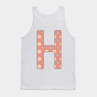 MONOGRAM LETTER H PINK FLORAL TYPOGRAPHY DESIGN Tank Top